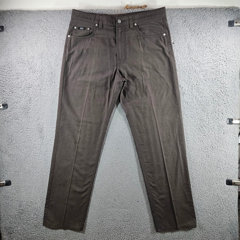 Hugo Boss Alabama Men Brown Corduroy Straight Leg Pants 36x32 Cotton